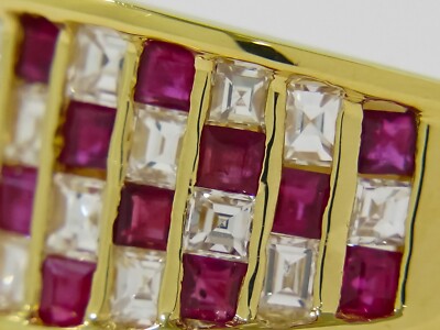 Ruby 0.99ct Diamond 0.79ct Ring K18 Yellow Gold US 6.25 7g