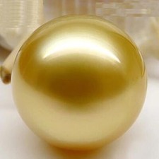 Huge14mm Natural South Sea Genuine Gold Round Loose Pearl Undrilled 366AAA