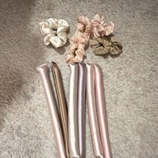 Satin Foam Bendy Heatless Hair Rollers with Scrunchies Pink Beige Brown Unisex