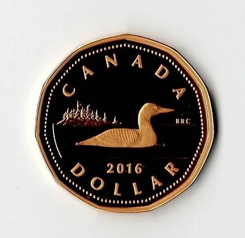 2016 CANADA SILVER PROOF LOON DOLLAR GOLD PLATED - BU