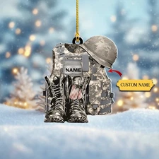 Personalized Military Ornament, Custom Army Vest 2D Acrylic Flat Gift