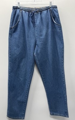 Bobbie Brooks Pull On Denim Jeans Womens 16W Elastic Waist Relaxed Comfort 