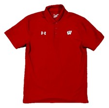 Wisconsin Badgers   Under Armour Heatgear Polo Shirt   Size Men  s Medium