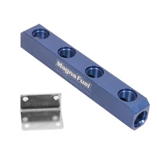 MagnaFuel Junction Block MP-7600-04; Blue -10AN, 2 In, 4 Out, female