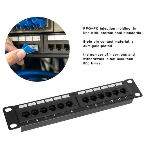 UTP 12Port Kabel Rack CAT6 RJ45 Ethernet Netzwerk Daten Patch Panel W/out Halte❀ - Bild 7 von 11