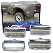 Clear Lens Front/Rear All White LED Fender Side Marker Lamps For 2010-18 RAM DRW