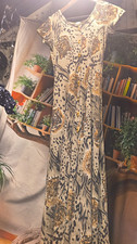 Women  s M Leopard Animal Print Maxi Dress Rayon Woven Scoop Neck Pullover