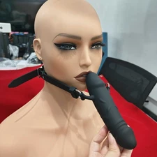 Full Silicone Hollow Oral Open Mouth Gag Double-Ended Plug BDSM Harness Bondage