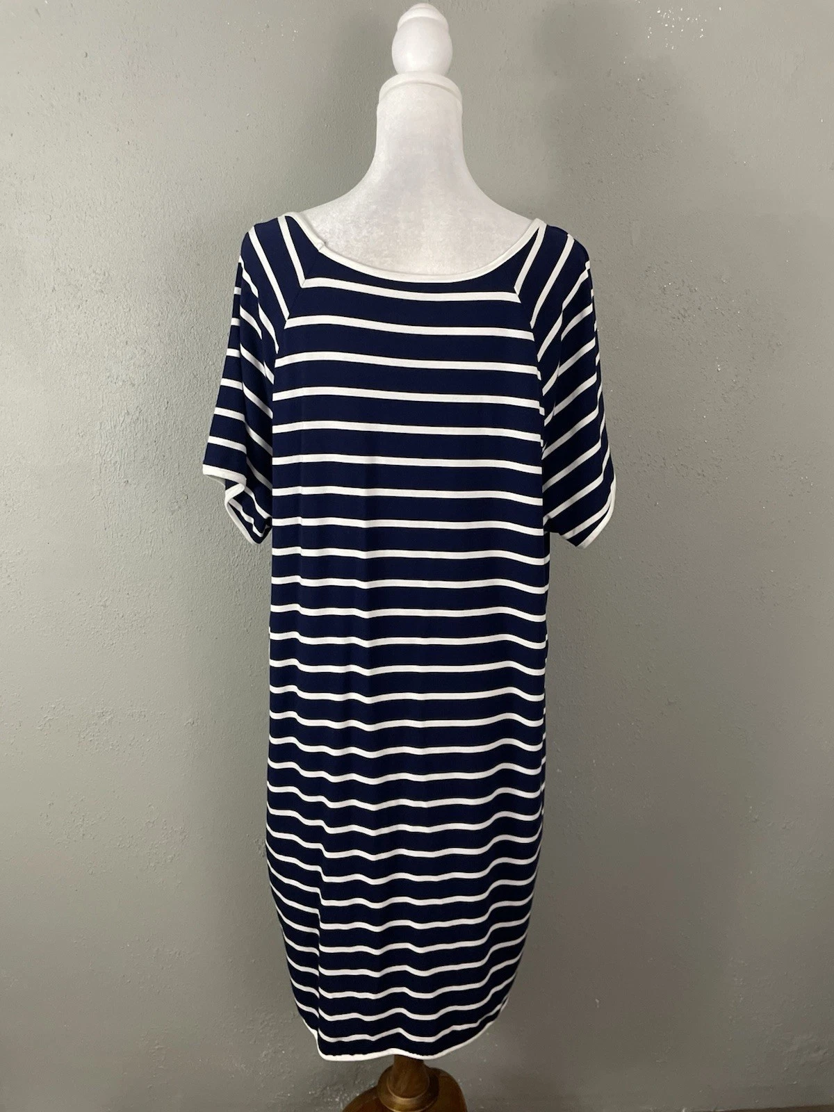 Camicia da notte Kate Spade maglia XL donna pigiama blu righe cane Paris Bonjour