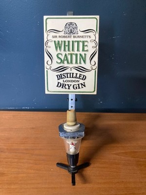 Vintage weiß Satin GIN Optik und Flaschenhalter Getränke Messen Breweriana