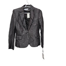 Calvin Klein Womens Size 8 Brown Linen Blend Blazer One Button NWT