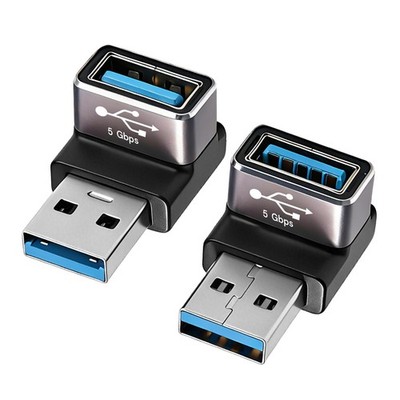 90 Degree USB 3.0 Adapter, Right Angle USB A Male to Female, 2-Pack on to go ...