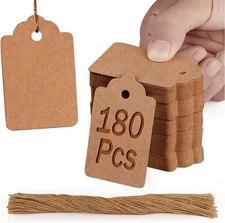 PH PERKHOMY 180 Pcs Gift Tags with String Attached Kraft Paper Blank for Price