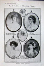 Old Antique Print 1906 Royal Society Minature Painters Women Exhibition 20th
