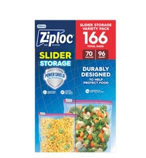 Ziploc Slider Storage Bags Variety Pack, Quart 96 ct., Gallon 70 ct.