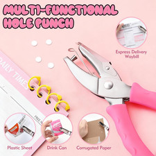 2PCS Single Hole Punch 1/4"  1/8" Pink Soft Grip Paper Craft Scrapbook