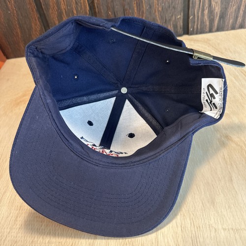 Vintage Evian Natural Spring Water Hat Strapback Cap Navy Blue 90s Bottled - Picture 6 of 12