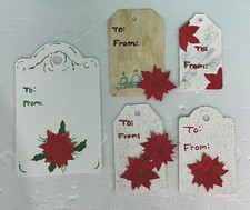 Original Christmas Poinsettia Gift Tags Lot of 5 Custom Handmade Acrylic