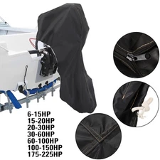 600D Full Outboard Engine Boat Cover For 6-225HP Motor Waterproof Black