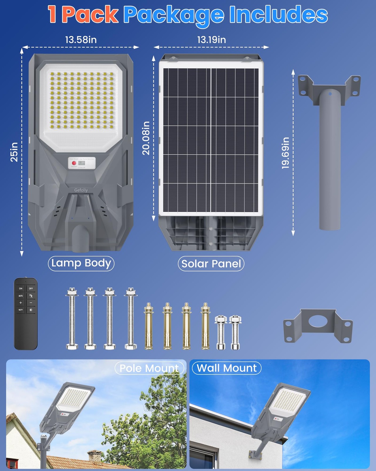 SL-4600W Solar Street Light Outdoor, Wide Angle Commercial Parking Lot Light ...