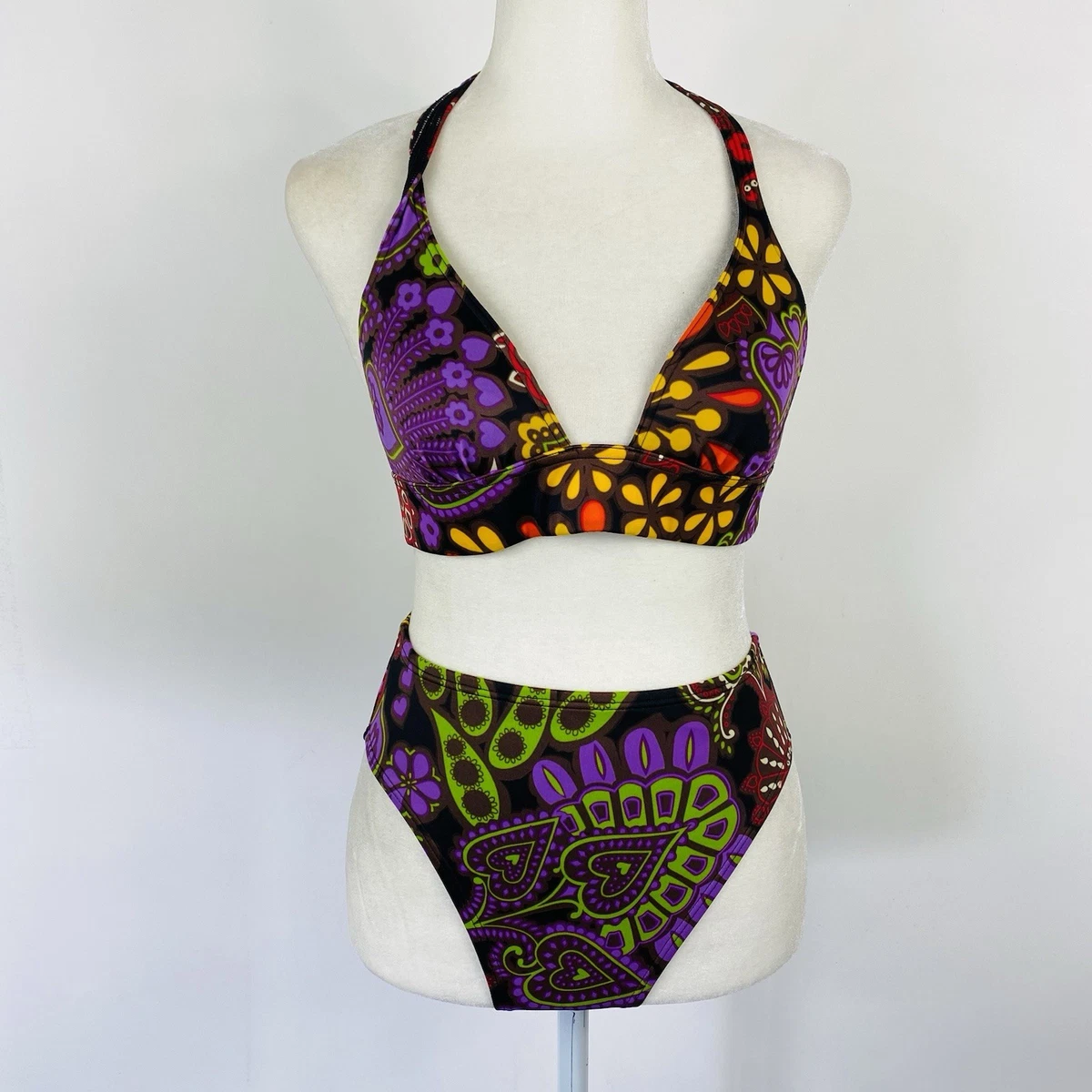 Bas De Bikini Victoria's Secret Imprimé Paisley - Taille XS, Multicolore, Occasion Très Bon état