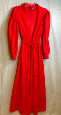 Pierre Cardin Paris Vintage Robe 70’s Small Womens Made In USA Red Puffed Sleeve