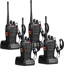 4 Pack Long Range Two-way Radios with Earpieces - Rechargeable  Water Resistant