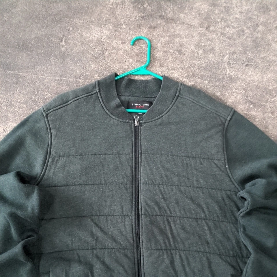 Vintage Structure Jacket Mens 2XL XXL Gray Full Zip Slim Fit Preppy Y2K Outdoor - Image 2 of 4