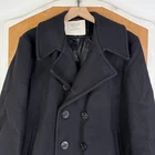 VTG US Navy Peacoat Mens 44S Black Double Breasted Wool Military Vietnam Anchor