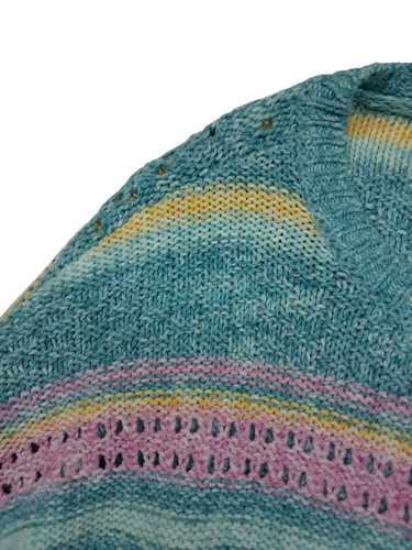 Coldwater Creek Pullover Strickjacke Damen XL blau rosa pastell gestreift Frühling - Bild 5 von 12