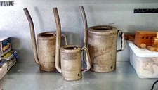 Vintage Swingspout Oil Cans Dispensers Prtroliana Antique Chevron Shell