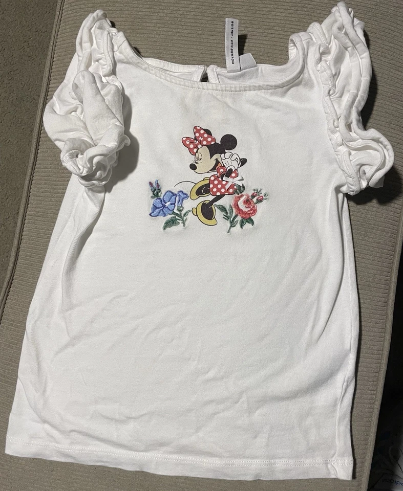 Disney X Janie And Jack Minnie Mouse Embroidered Tee Girls Size 6 - Image 2 of 4