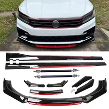 For Volkswagen Passat Glossy Black Red Front Bumper Lip Spoiler Splitter Body