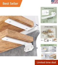 Space-Saving 12 Inch Floating Shelf Brackets - Heavy Duty & Rust-Resistant