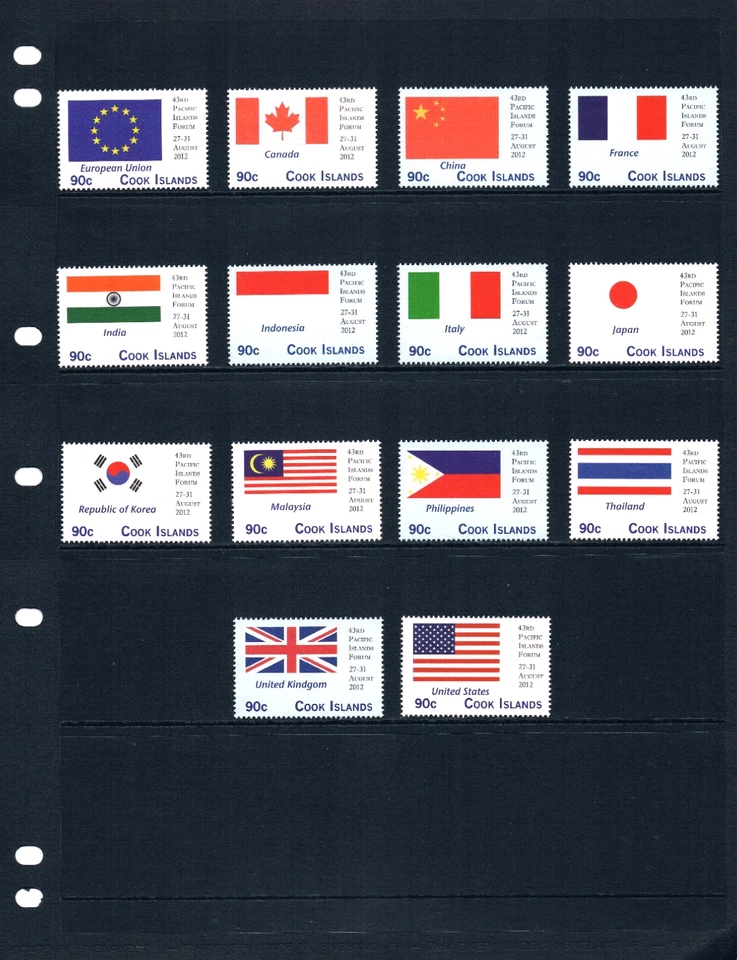 $45.00 Scott Value - 2012 COOK ISLANDS Flags Pacific Nations CV MNH NH UMM - Image 3 of 4