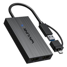 USB 3.1/USB C to HDMI Adapter DisplayLink Dual 4K Monitor Hub for Windows/Mac