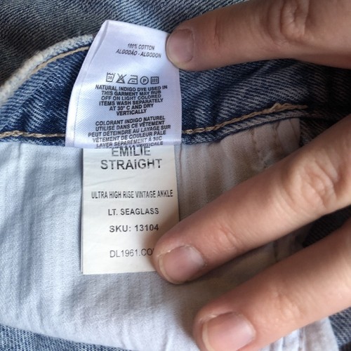 Pantalones de mezclilla para mujer DL1961 31 azul claro Emilie rectos tiro ultra alto vintage tobillo - Imagen 8 de 11