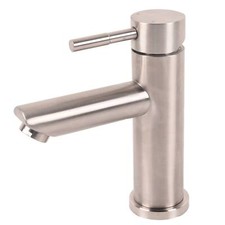 Silver Bathroom Sink Faucet Brushed Nickel Stainless Steel Single Hole Handle