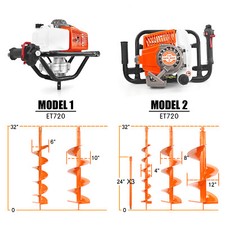 72CC Gas Powered Post Hole Digger With 4''6''8''10''12'' Earth Auger Optional