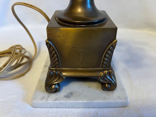 Vintage Heavy Brass Lamp with Marble Base 16.5" - Picture 6 of 11