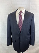 Brooks Brothers Men's Dark Navy Blue Striped Wool Blazer 42L 1,098