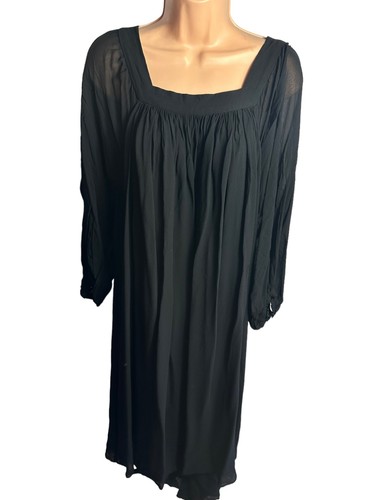 & OTHER STORIES UK 8 BLACK COURT SHIFT SIZE SMALL WORK DRESS FLOWY SPRING