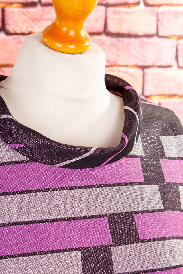 Vintage Originale 60er 70er Sera Broccato Argento Lilla Righe Battitore Disco 38 - Immagine 3 di 4