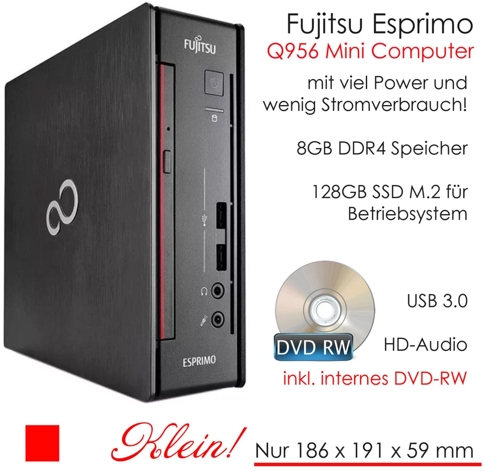 MINI COMPUTER Q956 i3-6Gen 8GB DDR4 128GB SSD USB 3.0 WINDOWS 11 V340_DVD-RW - Bild 2 von 4