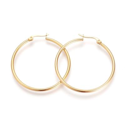 1 PAIRE de CREOLES DORE 75mm BOUCLES D/'OREILLES ACIER INOXYDABLE anti-allergique