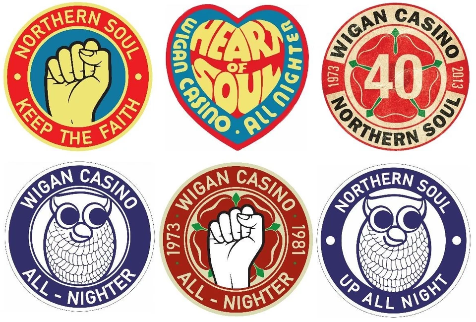 COCO DE MOL 6x120mm Northern Soul Vinyl Stickers heart all-nighter retro wigan laptop faith