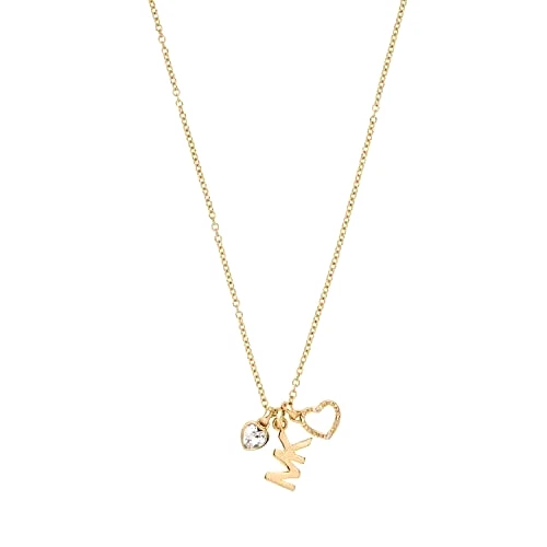 MICHAEL KORS Collana Logo MK Oro & Cuore & Cristallo Cuore MKJ7798710 + SCATOLA MK