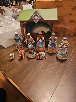 Jim Shore Heartwood Creek 2007 Mini Nativity Set of 10 With Box COMPLETE   Read
