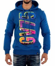 Avenue George V Paris GV75 Men  s Large Blue Rhinestone Hoodie Long Sleeve NWT