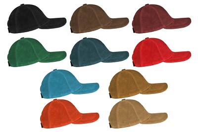 Unisex Baseball Cap Echt Wildleder Leder Arbeit Sport Mütze Verstellbar Hip-Hop Cap